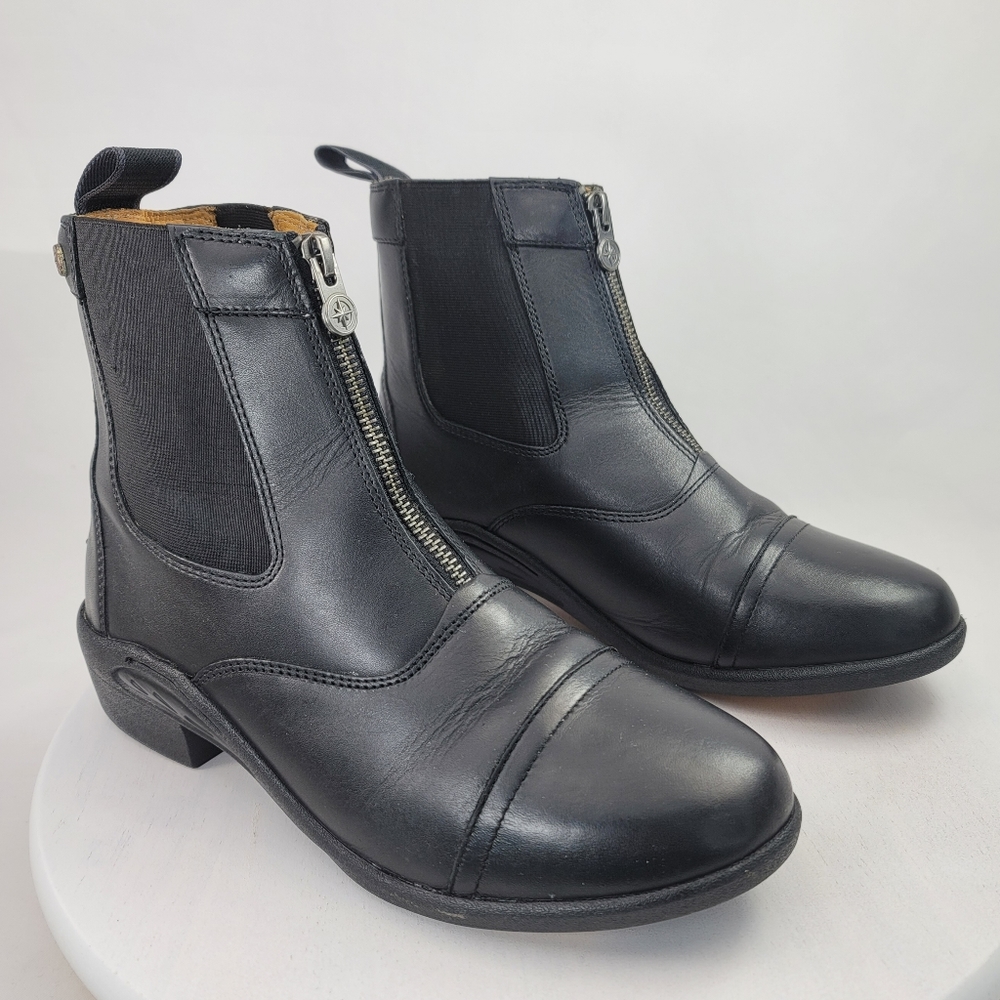 Suedwind Boston Topzip Black Leather Equestrian Ankle Boots Size 7.5W